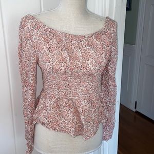 | Pink Floral Off the Shoulder Blouse | Sz Lg |
